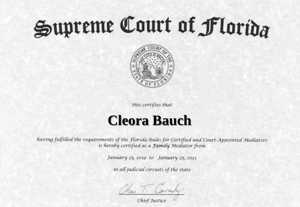 certificado de cleora florida